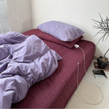 Mixed Color Berry Crush Washed Cotton Bedding Set Purple + Plum / Small Flat