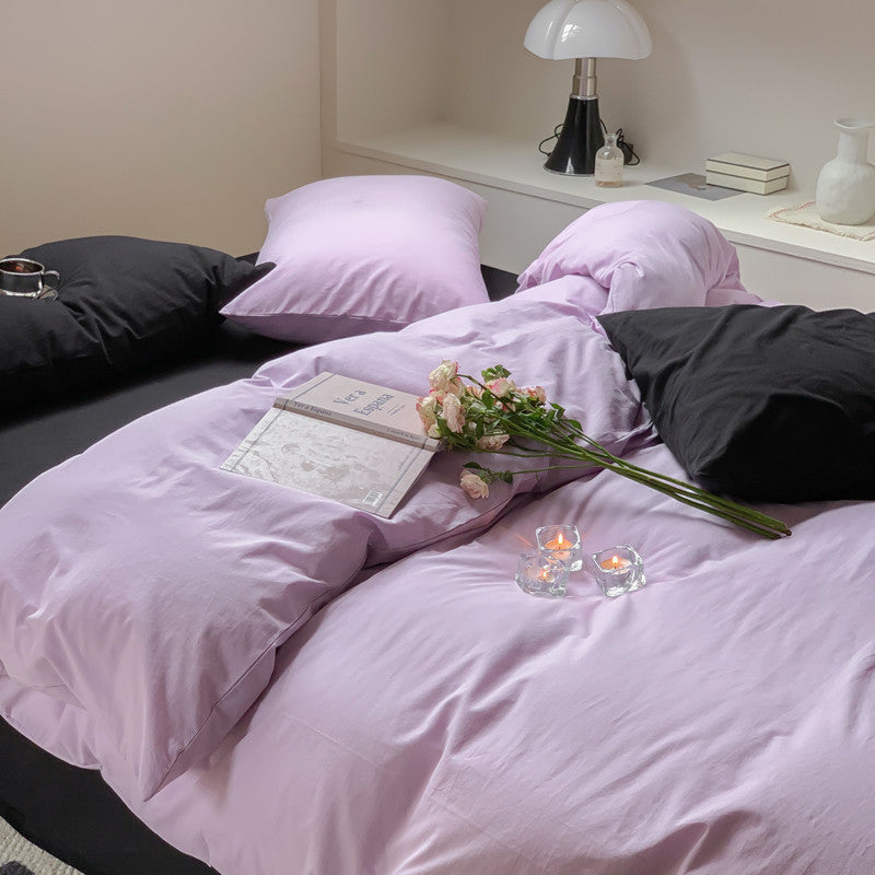 Mixed Color Maximalist Bedding Set / Green + Black Purple Small Flat