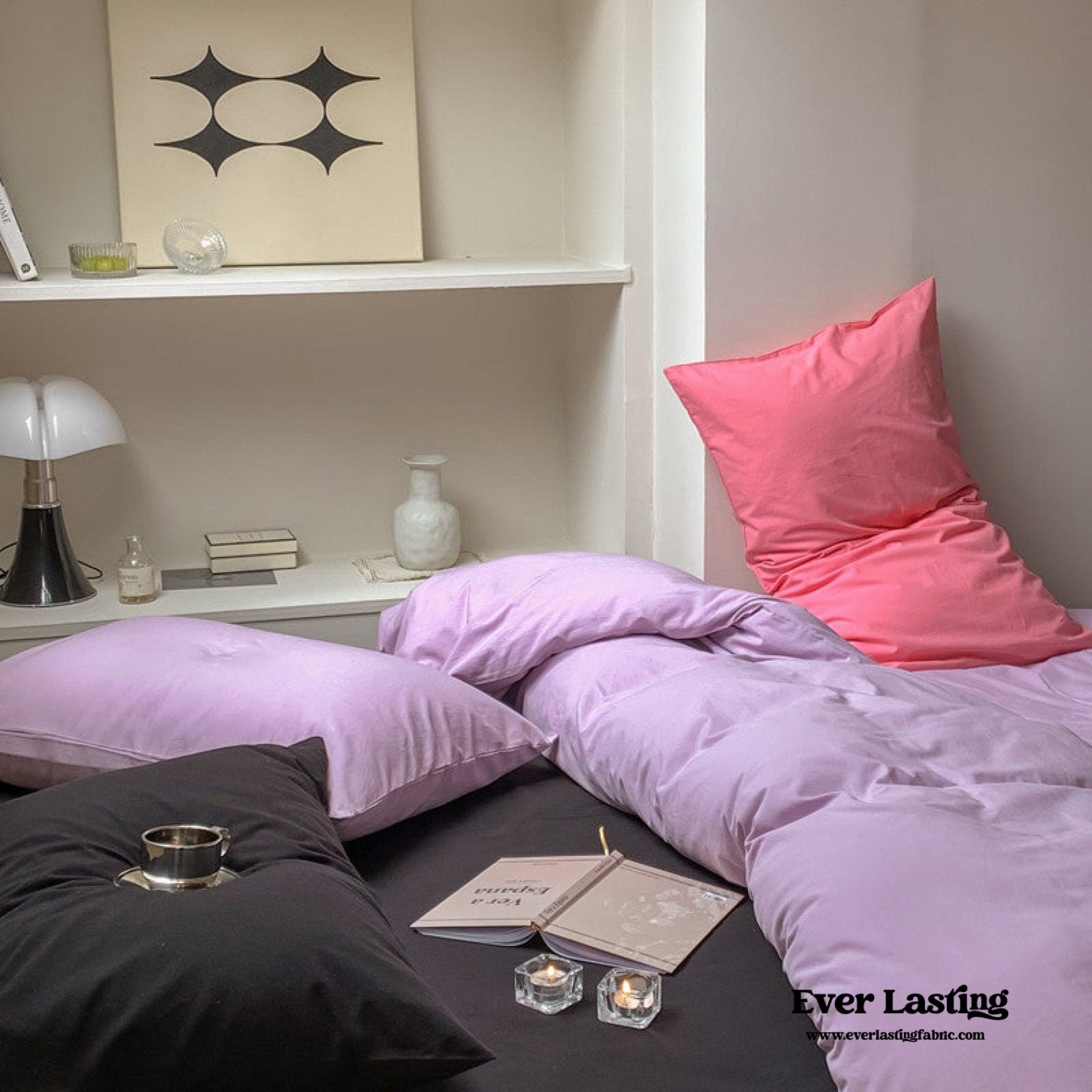 Mixed Color Maximalist Bedding Set / Green + Pink - Ever Lasting