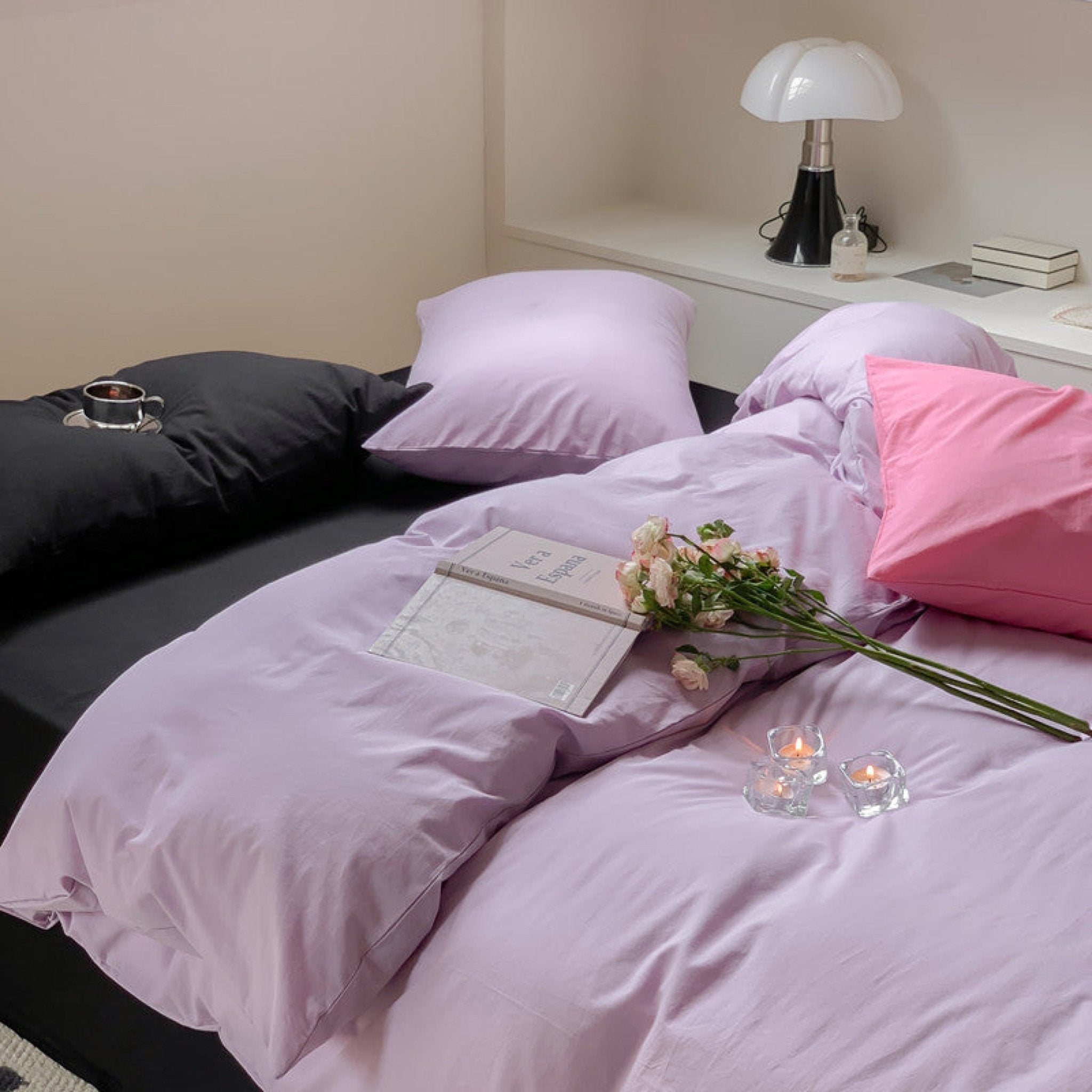 Mixed Color Maximalist Bedding Set / Purple + Black - Ever Lasting