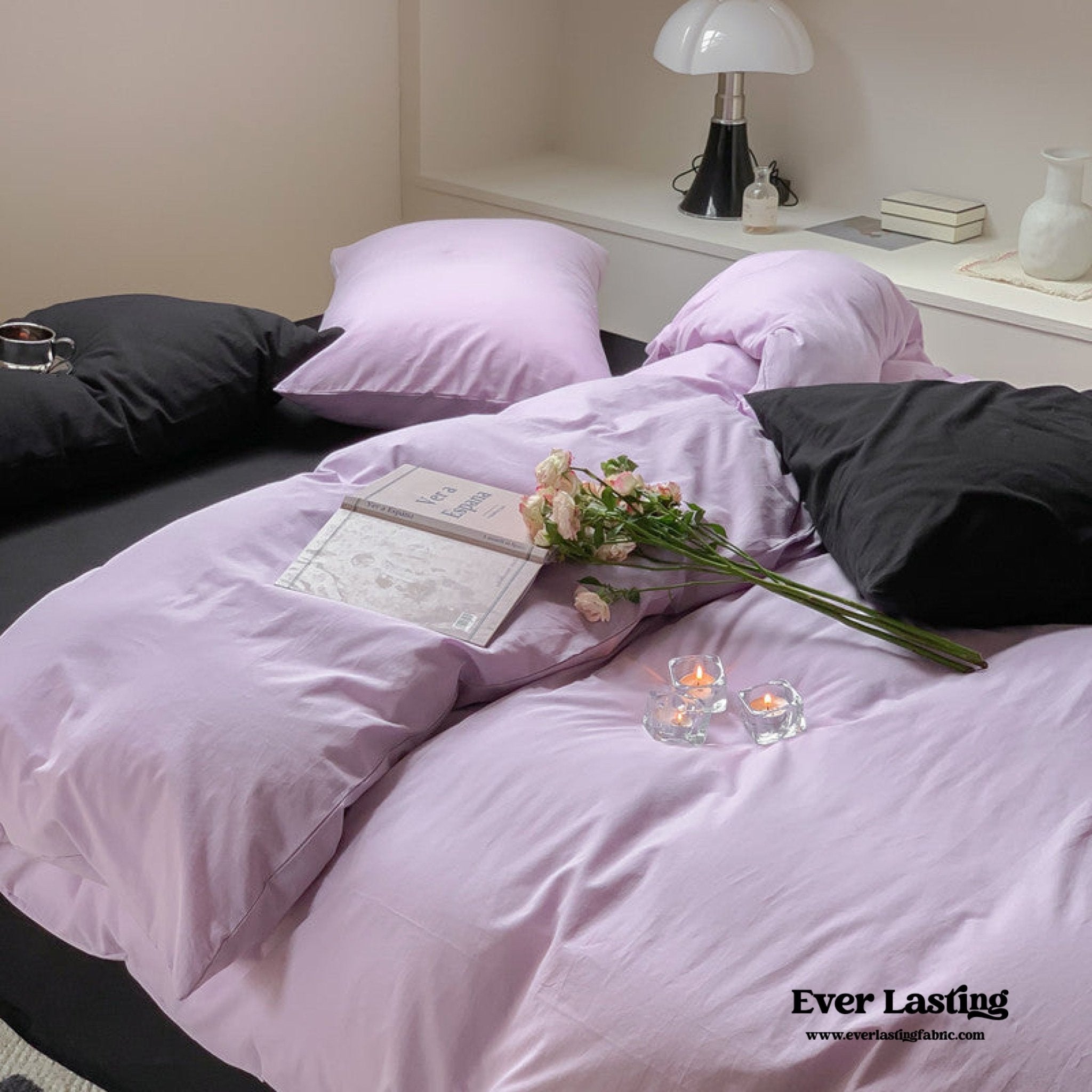 Mixed Color Maximalist Bedding Set / Purple + Black - Ever Lasting