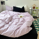 Mixed Color Ocean Crush Washed Cotton Bedding Set Purple + Black / Small Flat