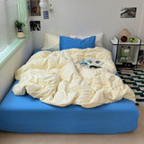 Mixed Color Ocean Crush Washed Cotton Bedding Set Yellow + Blue / Small Flat