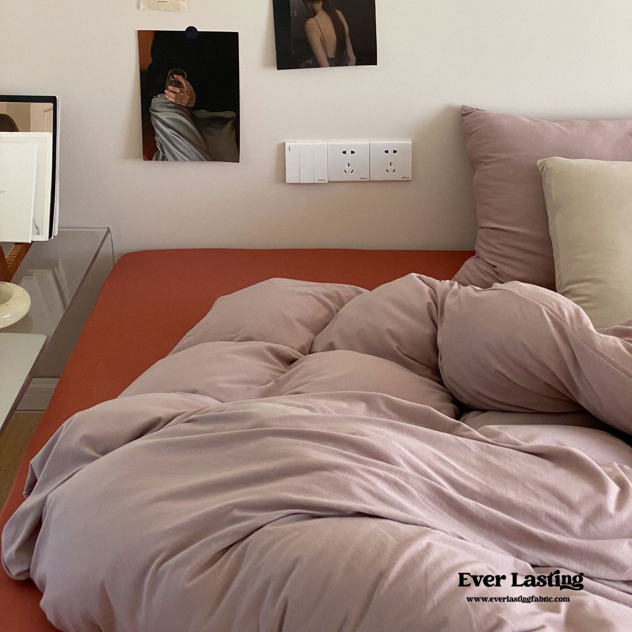 Mixed Color Warm Tone Jersey Knit Bedding Set / Gray Red - Ever Lasting