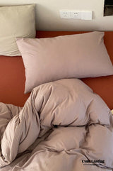 Mixed Color Warm Tone Jersey Knit Bedding Set / Gray Red