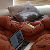 Mixed Color Warm Tone Jersey Knit Bedding Set / Mauve + Red