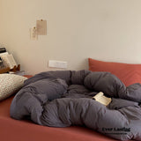 Mixed Color Warm Tone Jersey Knit Bedding Set / Red Gray