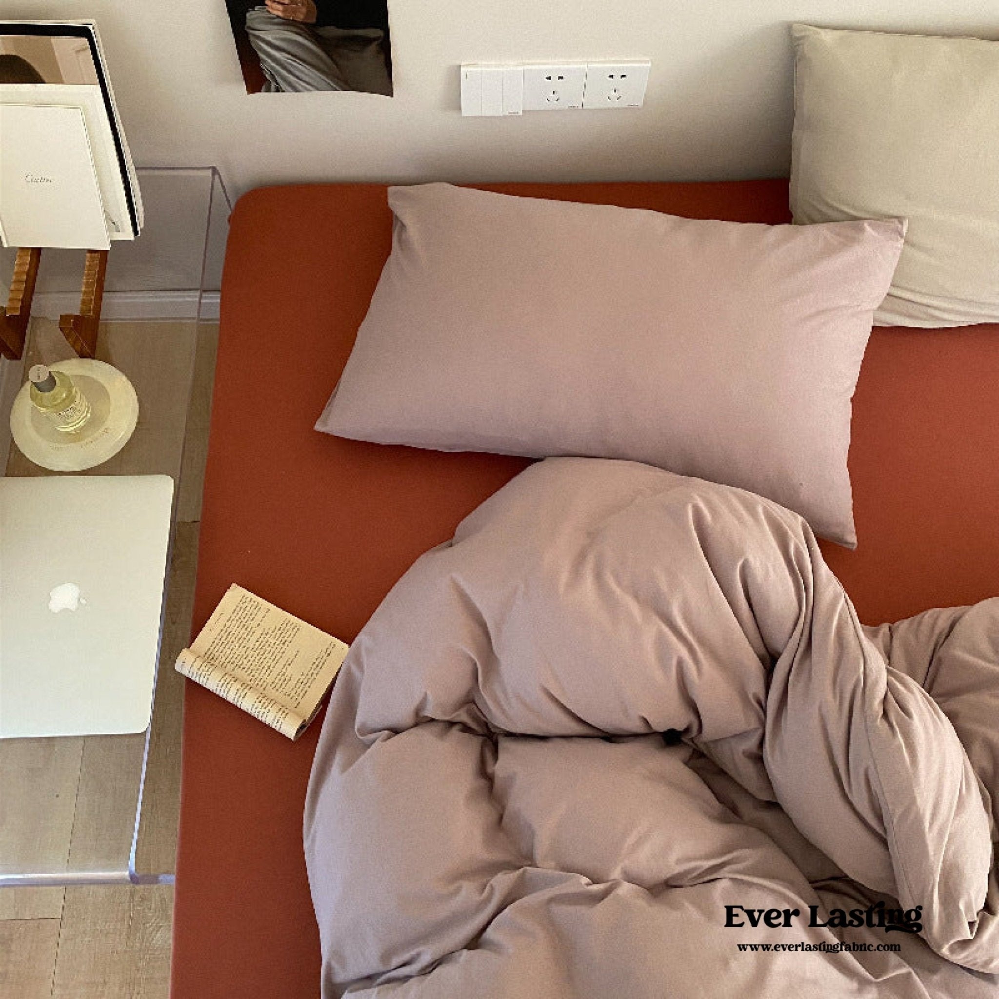 Mixed Color Warm Tone Jersey Knit Bedding Set / Red Gray - Ever Lasting