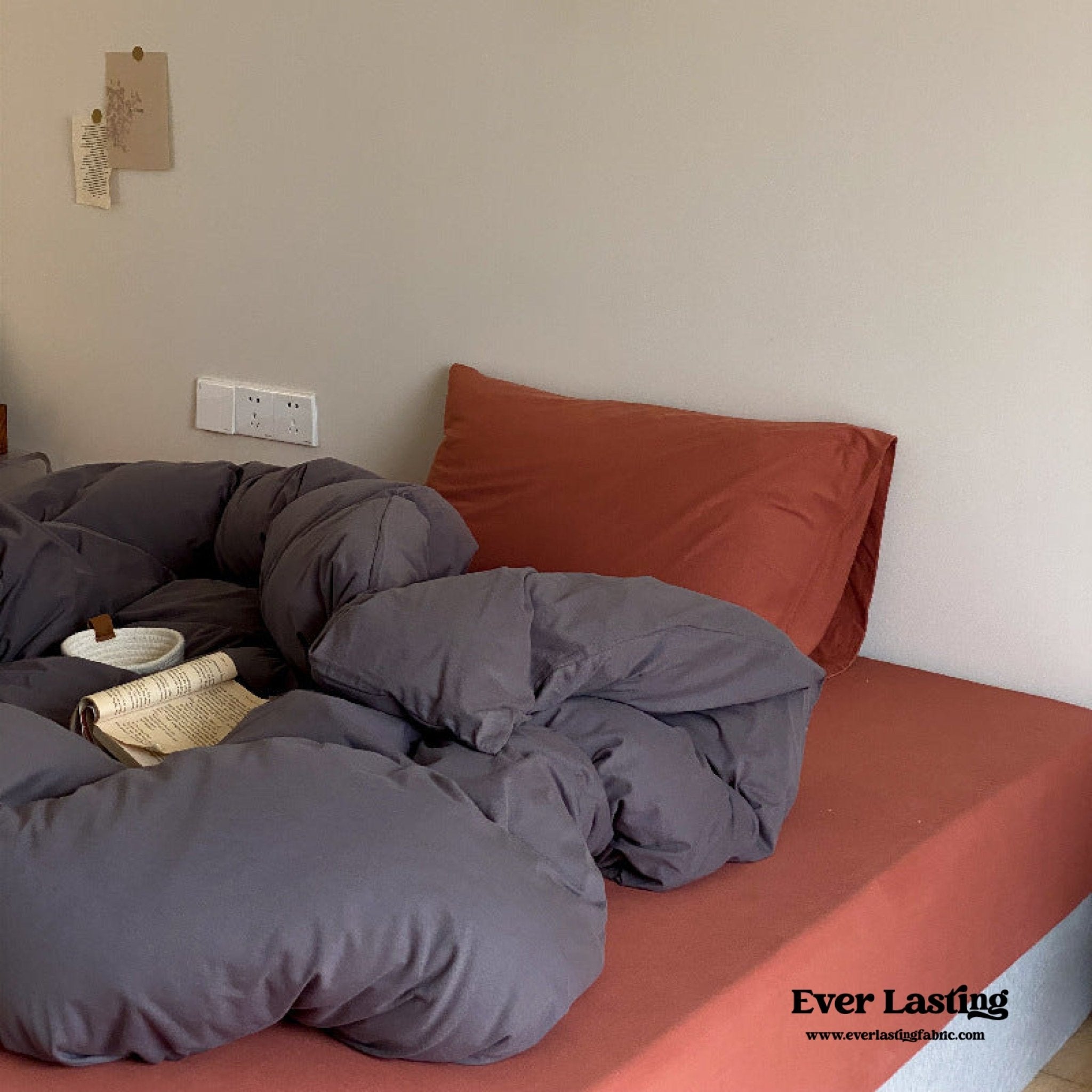 Mixed Color Warm Tone Jersey Knit Bedding Set / Red Gray - Ever Lasting