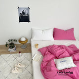 Mixed Color Washed Cotton Bedding Set / Baby Pink + White