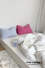 Mixed Color Washed Cotton Bedding Set / Blue + Pink