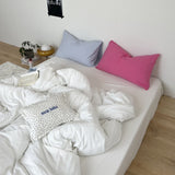 Mixed Color Washed Cotton Bedding Set / Blue + Pink White Small Flat