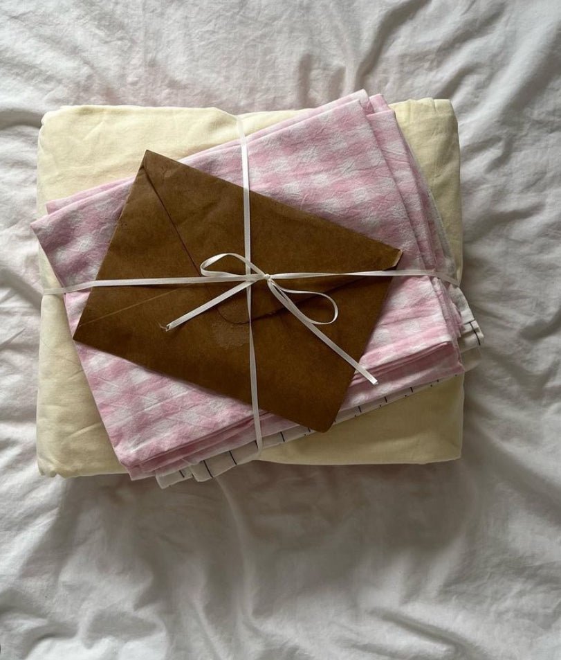  - Ever Lasting - Mixed Gingham Bedding Set / Pink + Yellow - Bedding Set - Ever Lasting