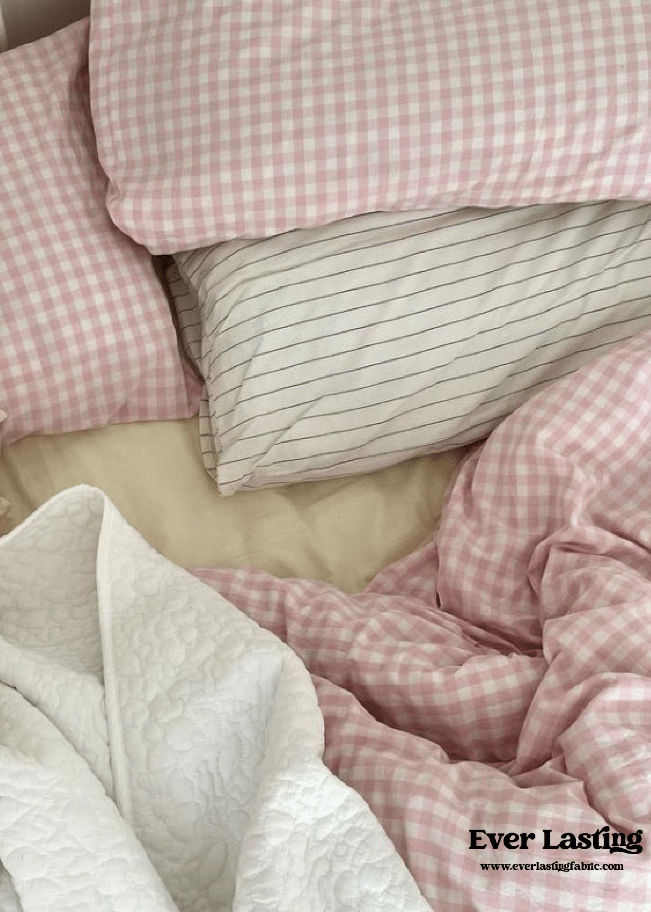  - Ever Lasting - Mixed Gingham Bedding Set / Pink + Yellow - Bedding Set - Ever Lasting