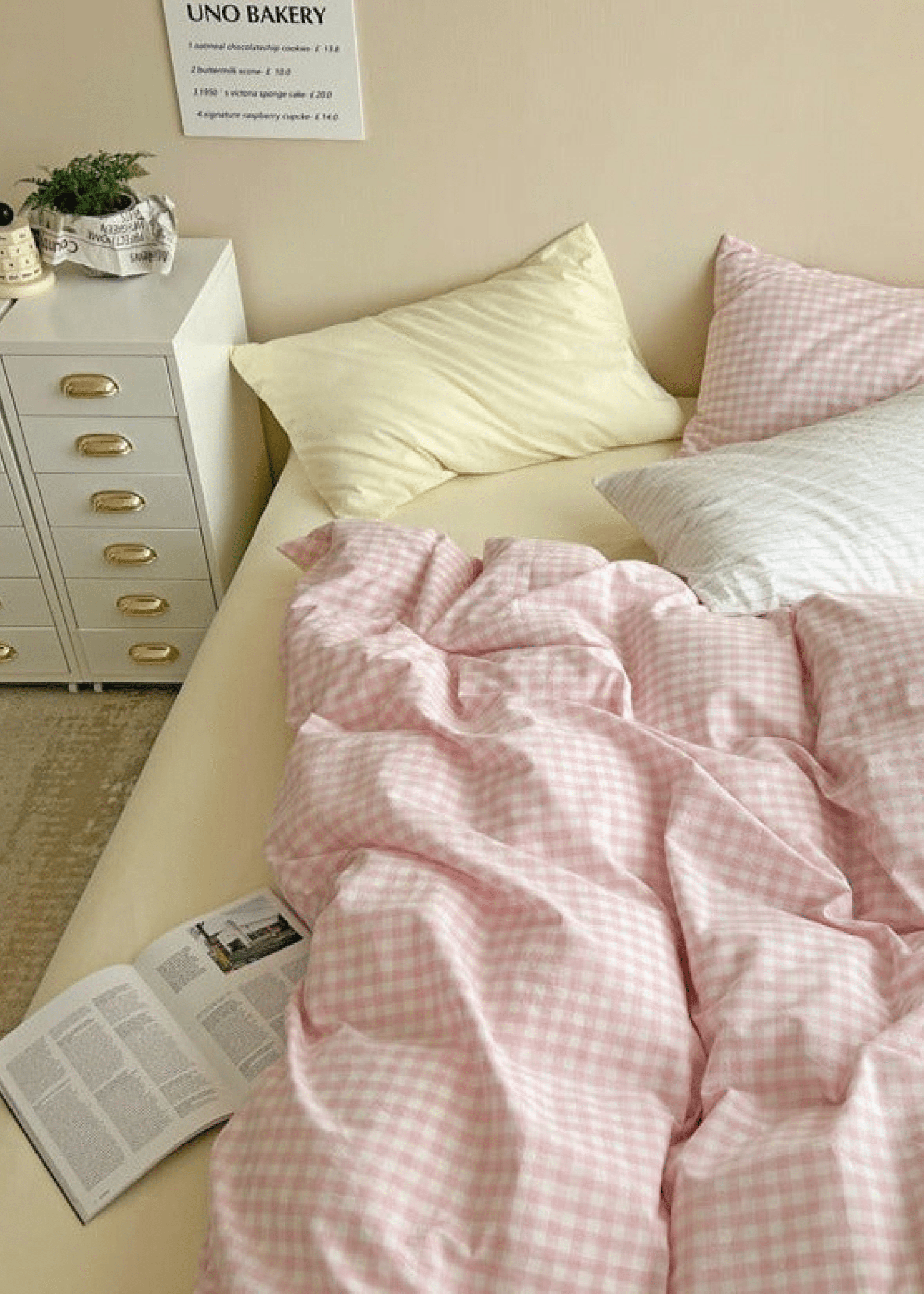  - Ever Lasting - Mixed Gingham Bedding Set / Pink + Yellow - Bedding Set - Ever Lasting