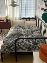 Mixed Gingham Striped Bedding Bundle Black / Small Flat