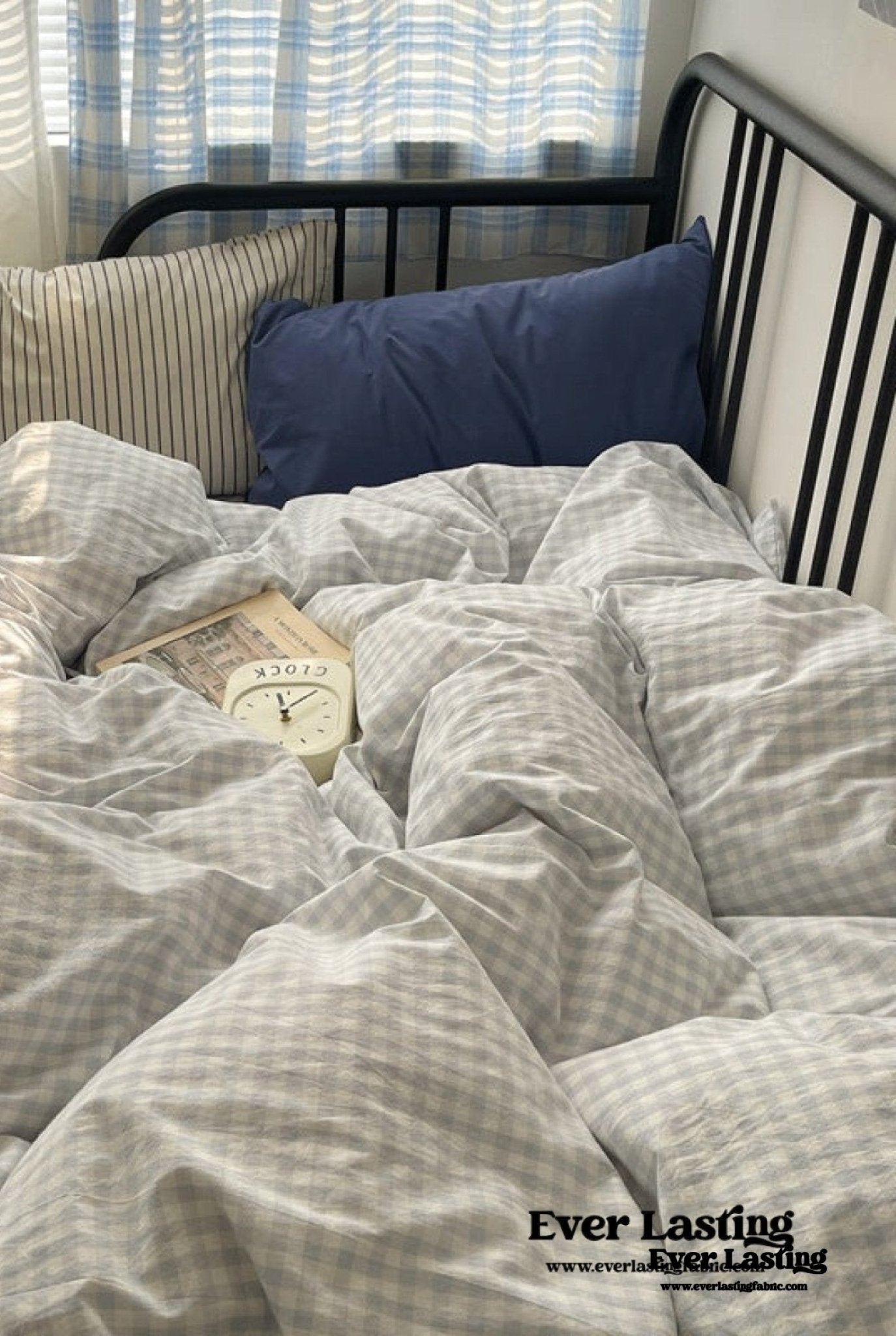 Mixed Gingham Striped Bedding Set / Blue - Ever Lasting