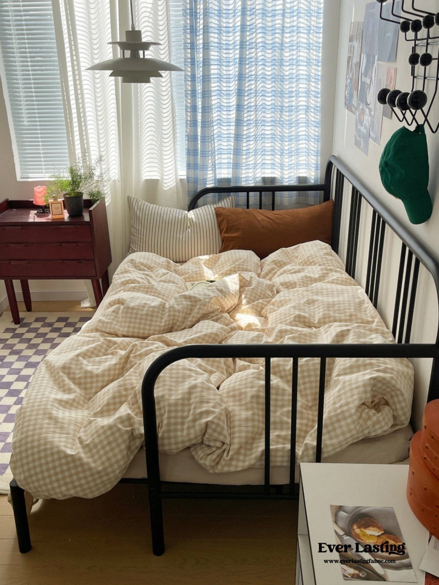 Mixed Gingham Striped Bedding Set / Blue - Ever Lasting