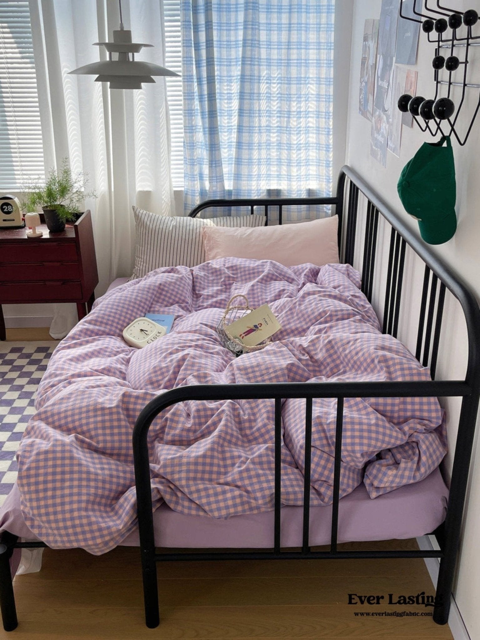 Mixed Gingham Striped Bedding Set / Blue - Ever Lasting