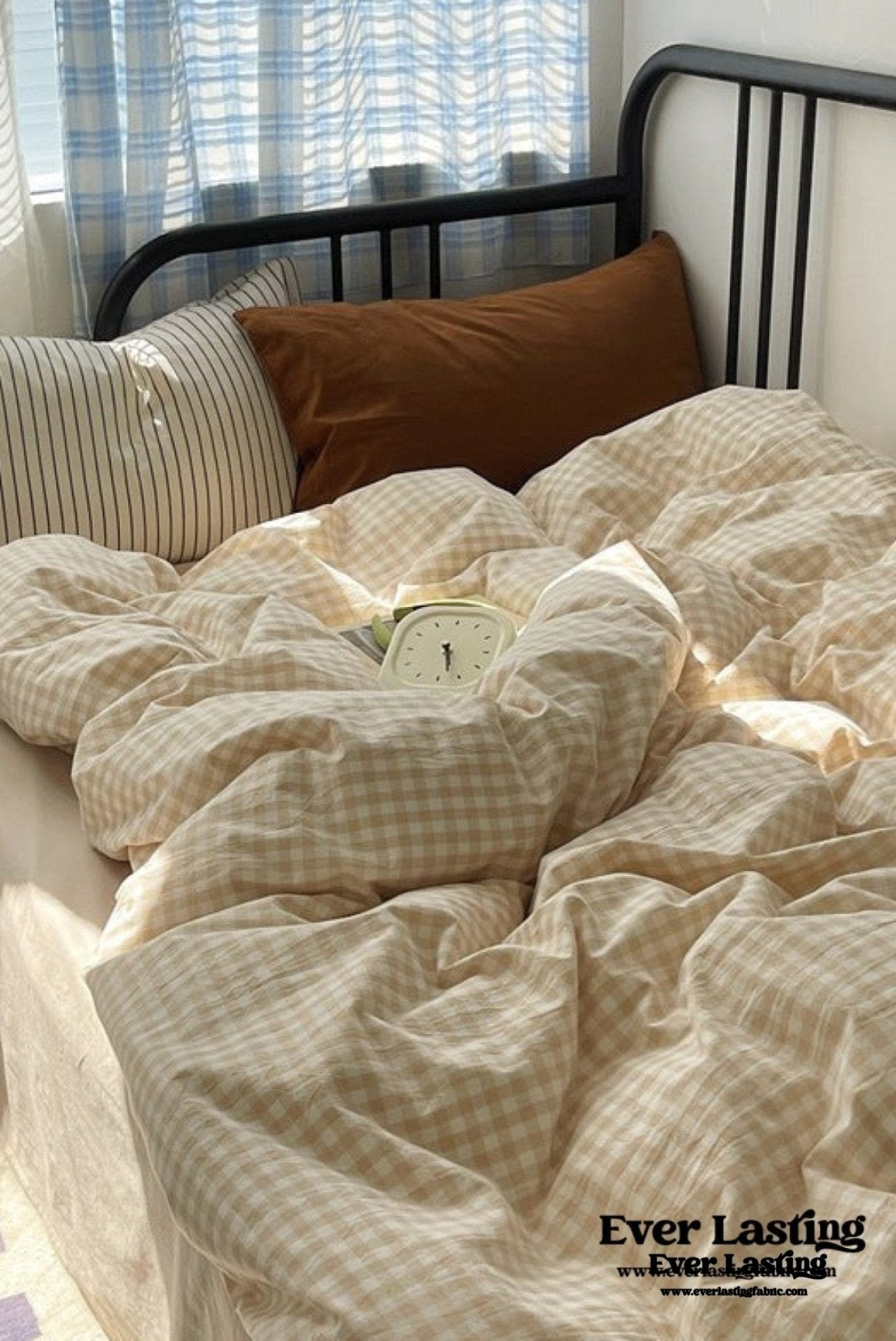 Mixed Gingham Striped Bedding Set / Blue - Ever Lasting