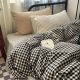 Mixed Gingham Striped Bedding Set / Blue Yellow