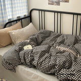 Mixed Gingham Striped Bedding Set / Blue Yellow
