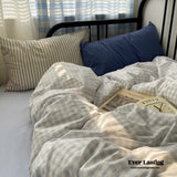 Mixed Gingham Striped Bedding Set / Blue Yellow