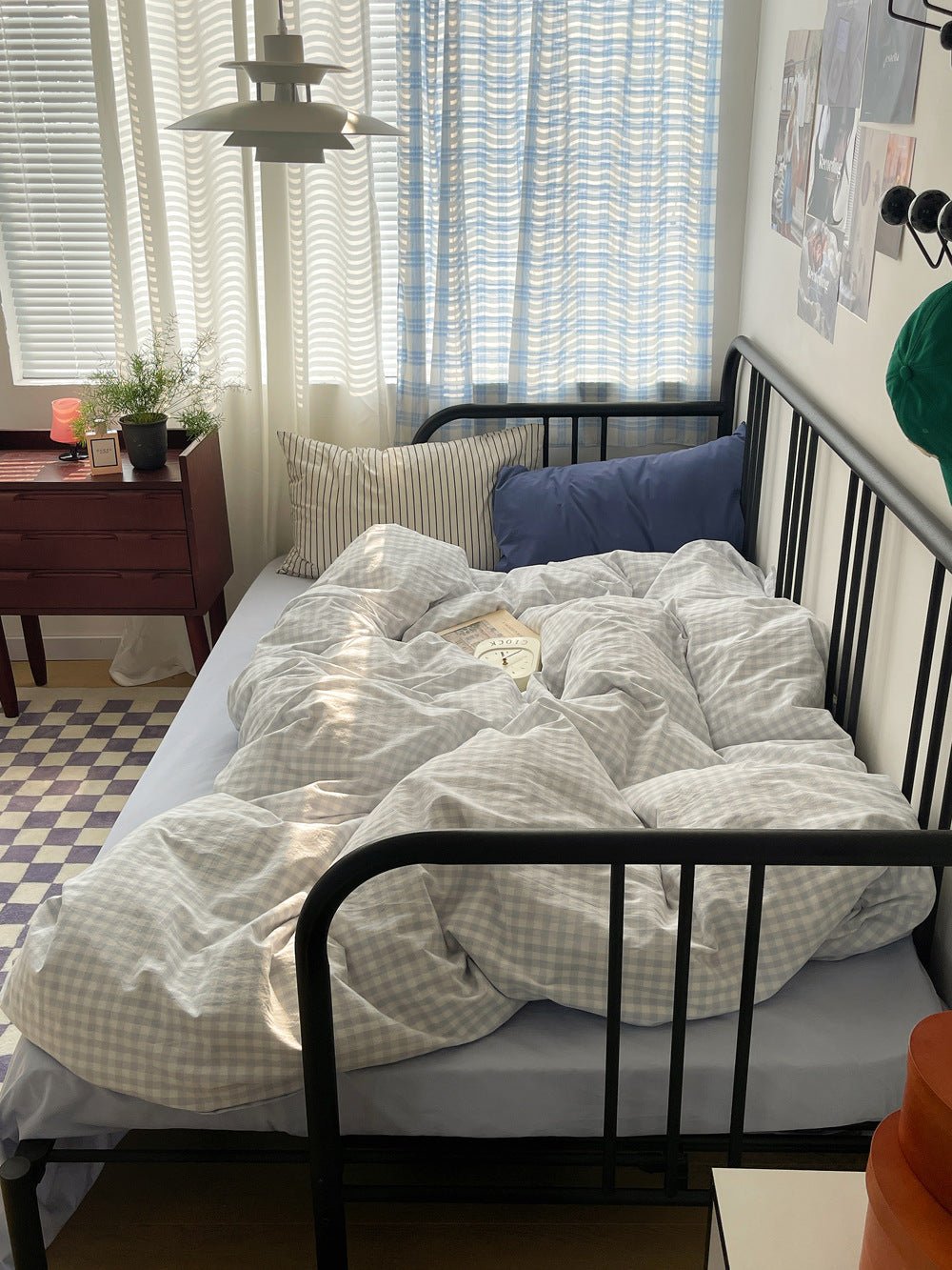  - Ever Lasting - Mixed Gingham Striped Bedding Set / Blue Yellow - Bedding Set - Ever Lasting