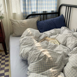 Mixed Gingham Striped Bedding Set / Blue Yellow Small Flat