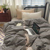 Mixed Gingham Striped Bedding Set / Mint Green