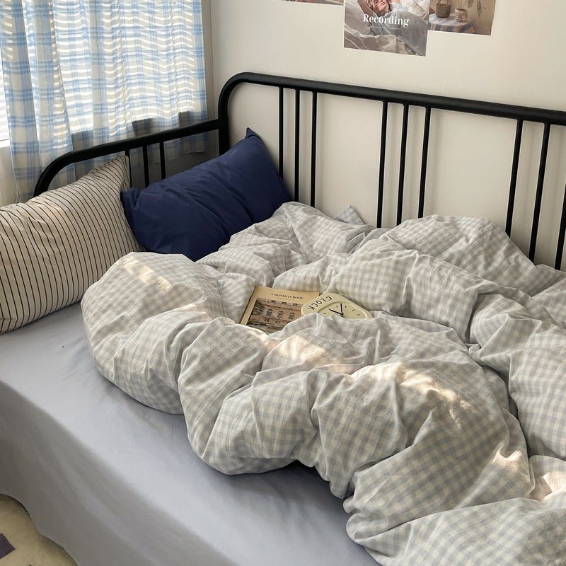  - Ever Lasting - Mixed Gingham Striped Bedding Set / Pink - Bedding Set - Ever Lasting