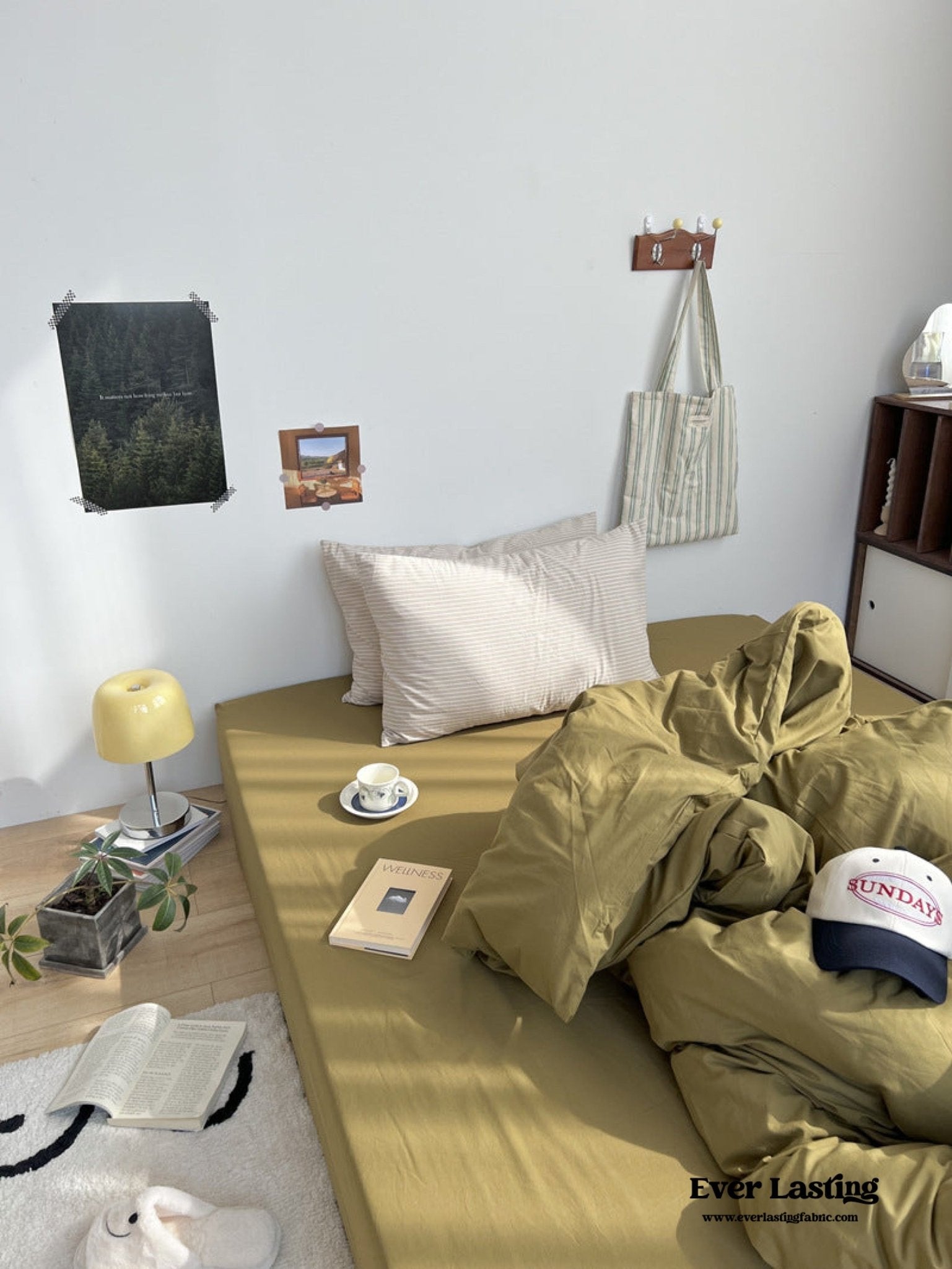 Mixed Stripe Washed Cotton Bedding Set / White + Red - Ever Lasting