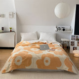 Mixed Velvet Wool Jacquard Floral Blanket (6 Colors) Orange / Small Blankets