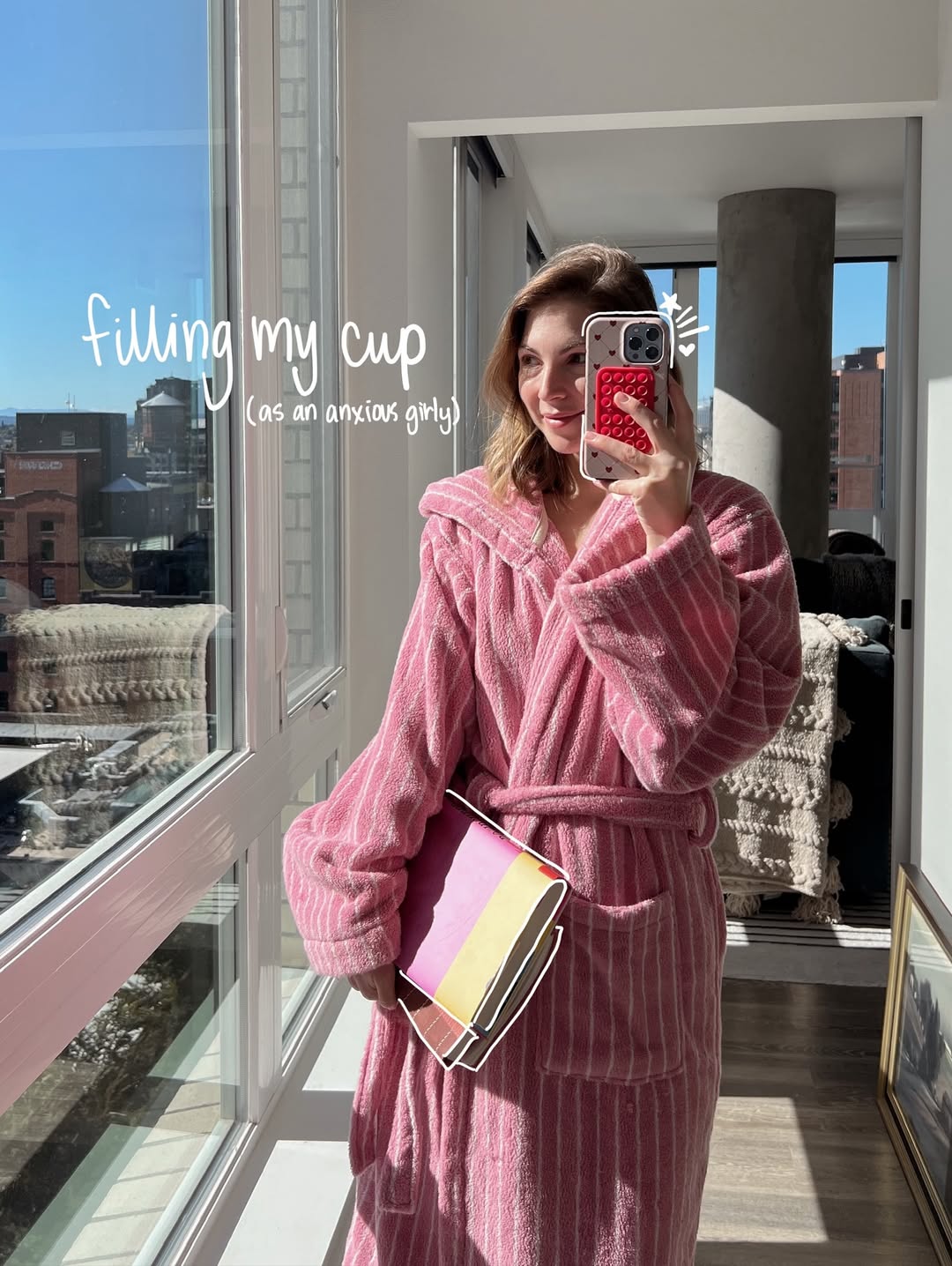  - Ever Lasting - Modern Striped Cotton Bathrobe Set / Pink - Robes - Ever Lasting