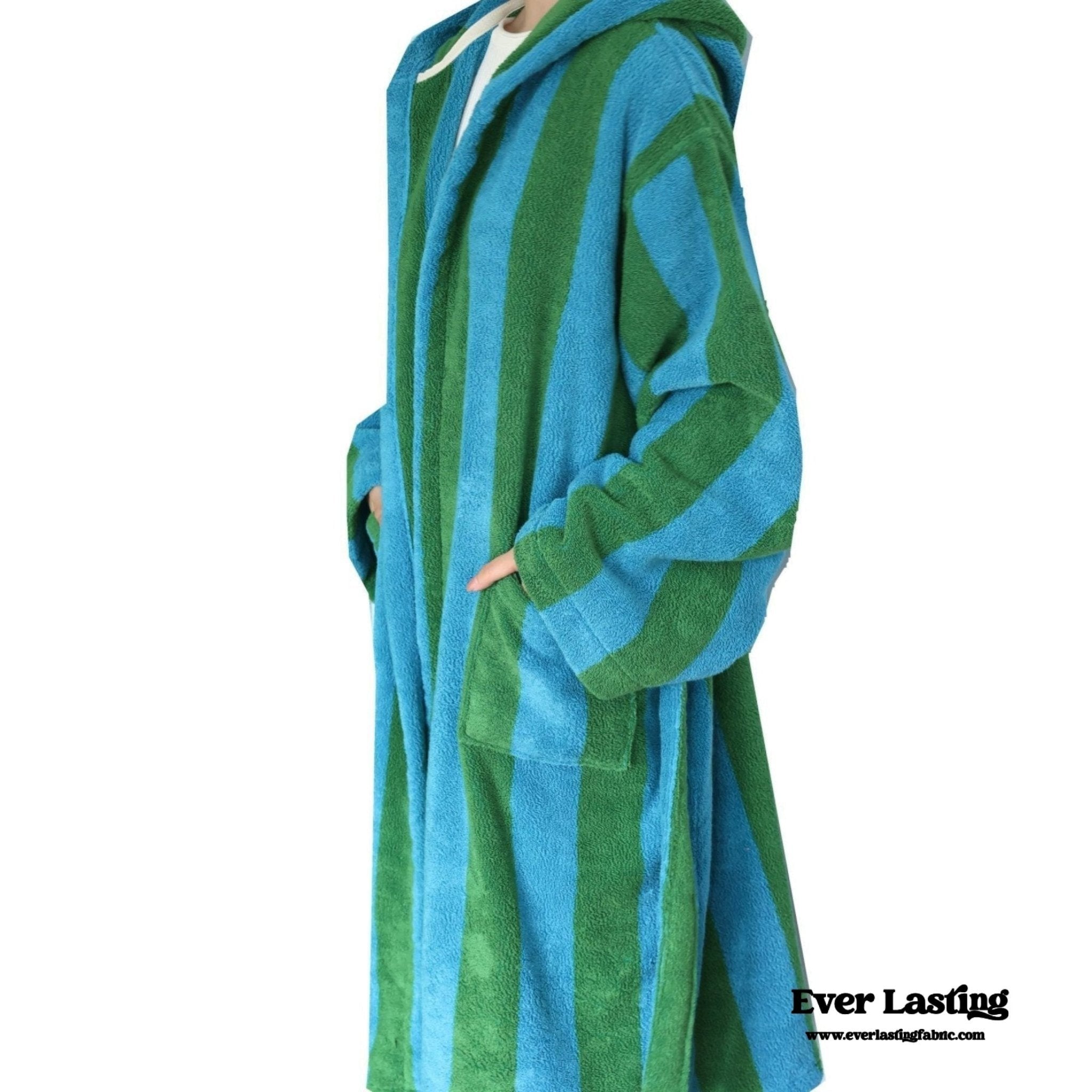 Modern Striped Cotton Bathrobe Set / Purple - Ever Lasting