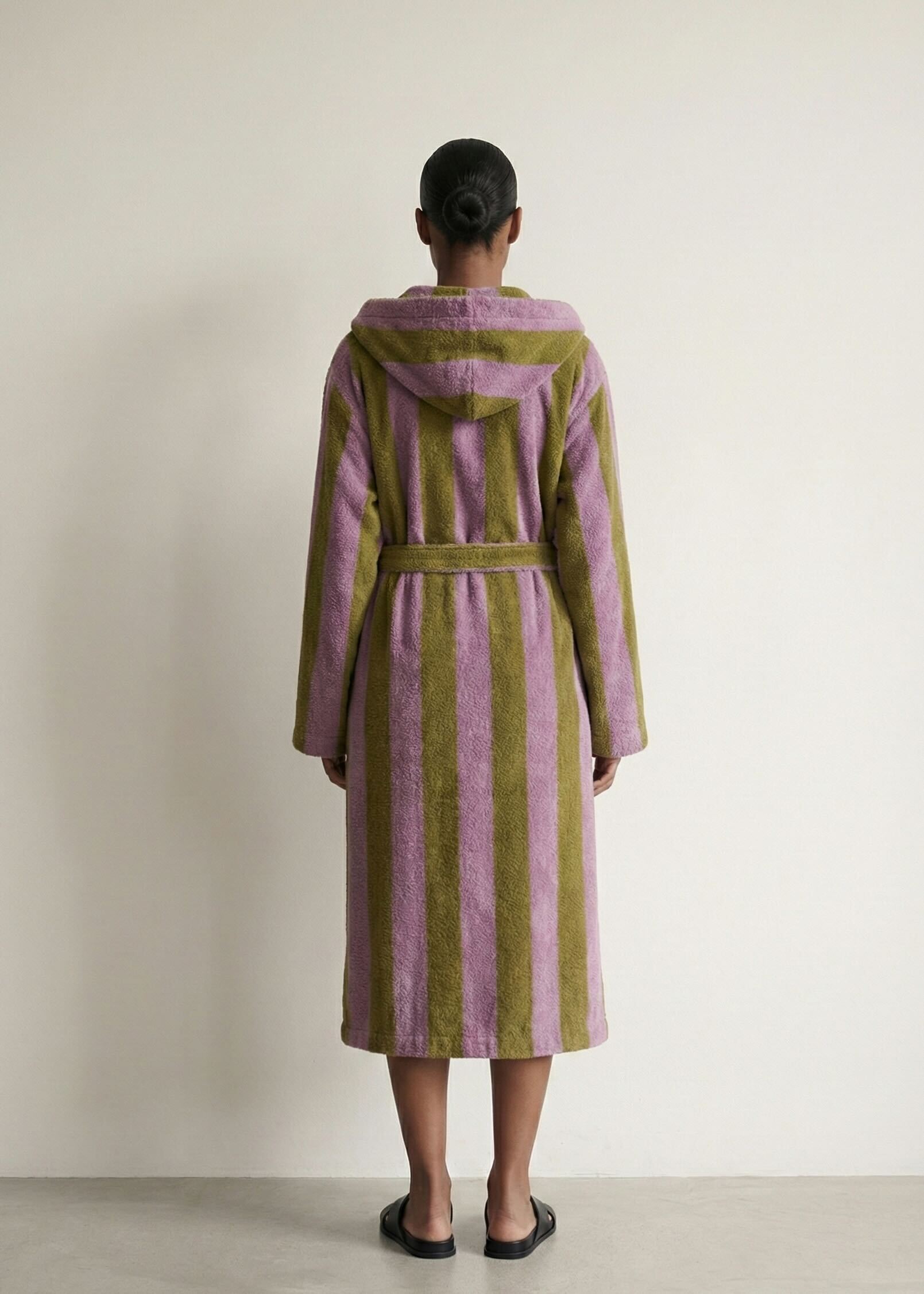  - Ever Lasting - Modern Striped Cotton Bathrobe Set / Purple - Robes - Ever Lasting