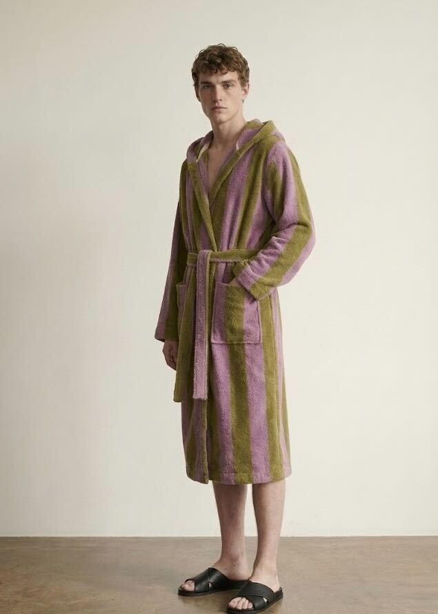  - Ever Lasting - Modern Striped Cotton Bathrobe Set / Purple - Robes - Ever Lasting