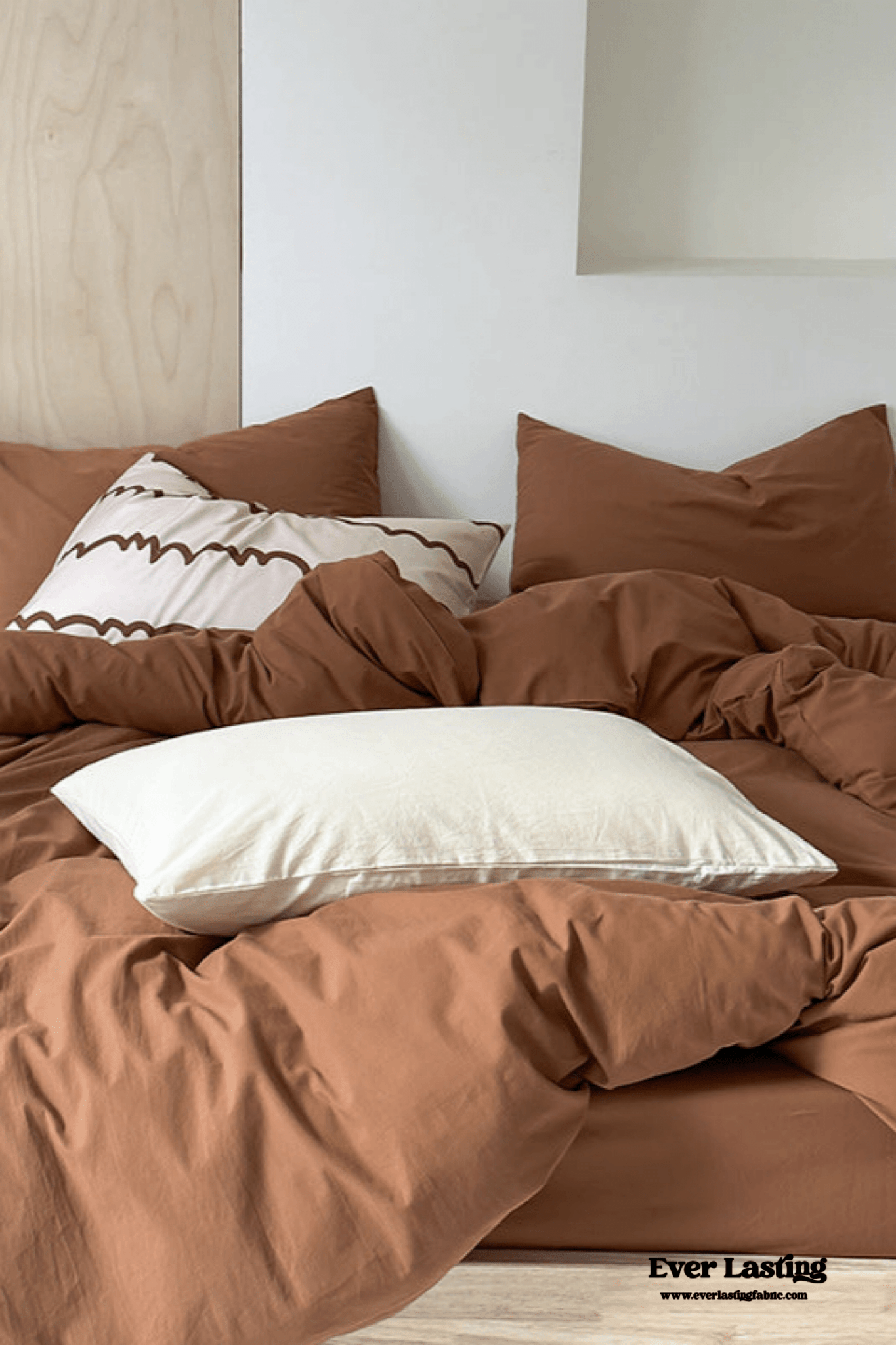 Modern Washed Cotton Bedding Set / Maple Red - Ever Lasting