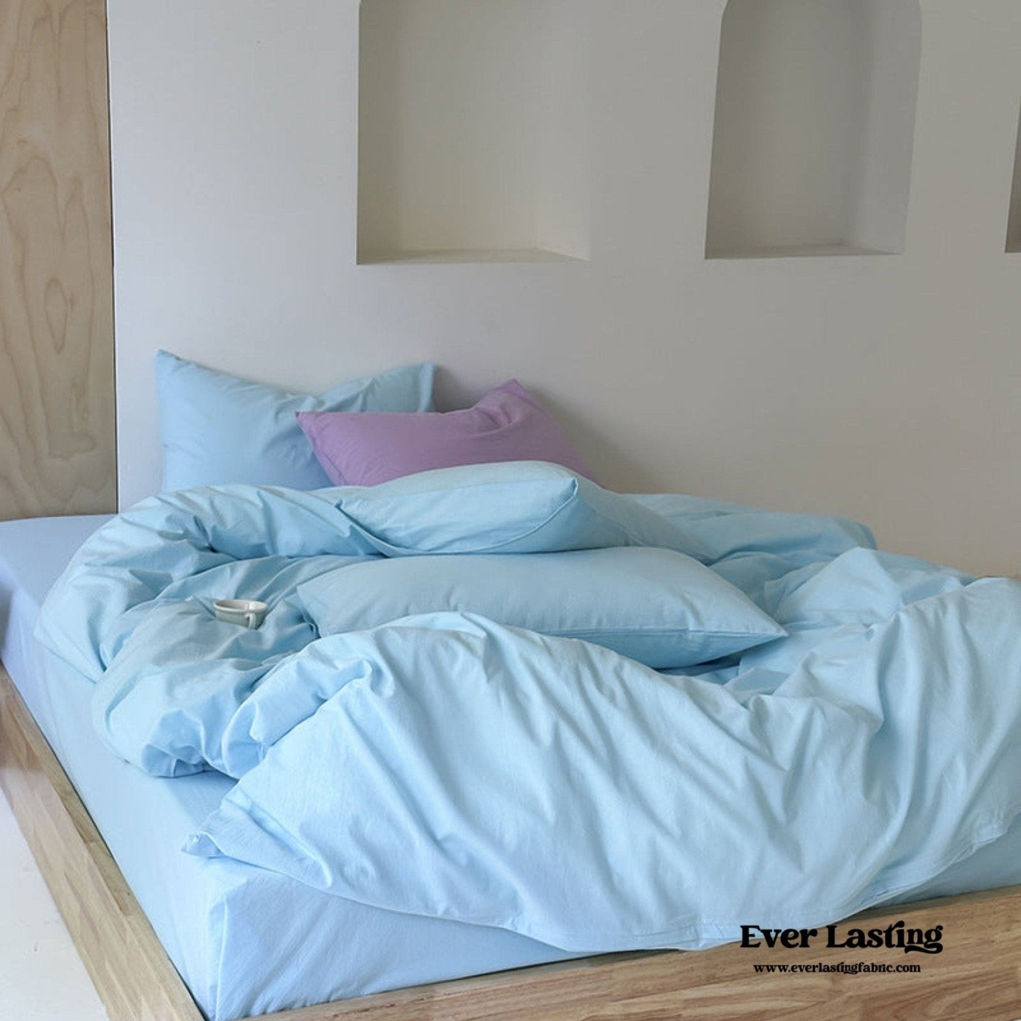 Modern Washed Cotton Bedding Set / Purple - Ever Lasting