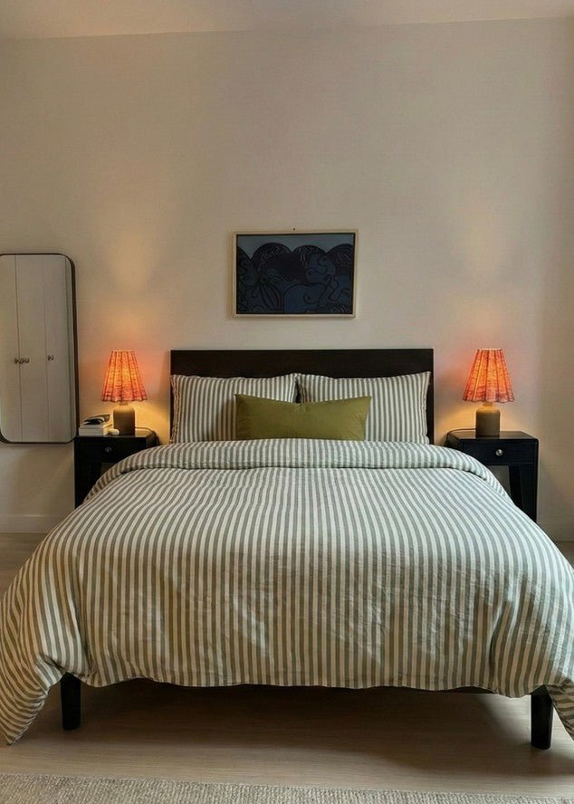  - Ever Lasting - Moss Green Striped Jacquard Bedding Set - Bedding Set - Ever Lasting