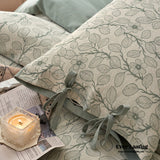 Mother Earth Floral Bedding Set / Green Ribbon Ties