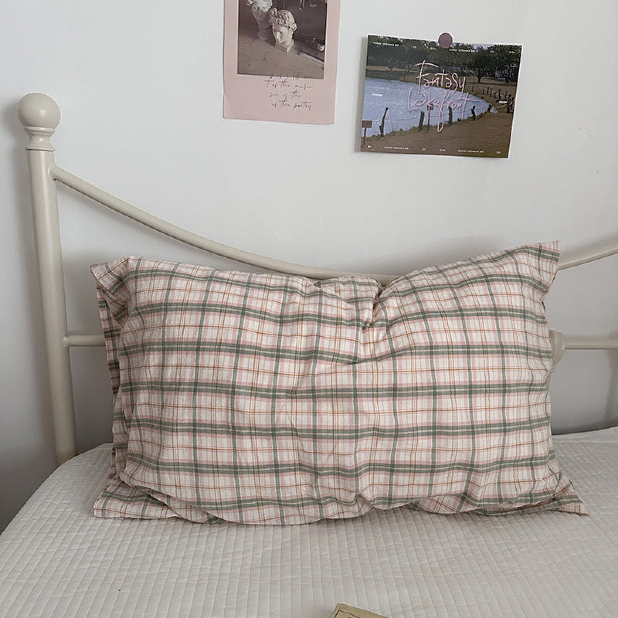 Muted Blush Cotton Pillowcase / Pink Striped - Ever Lasting