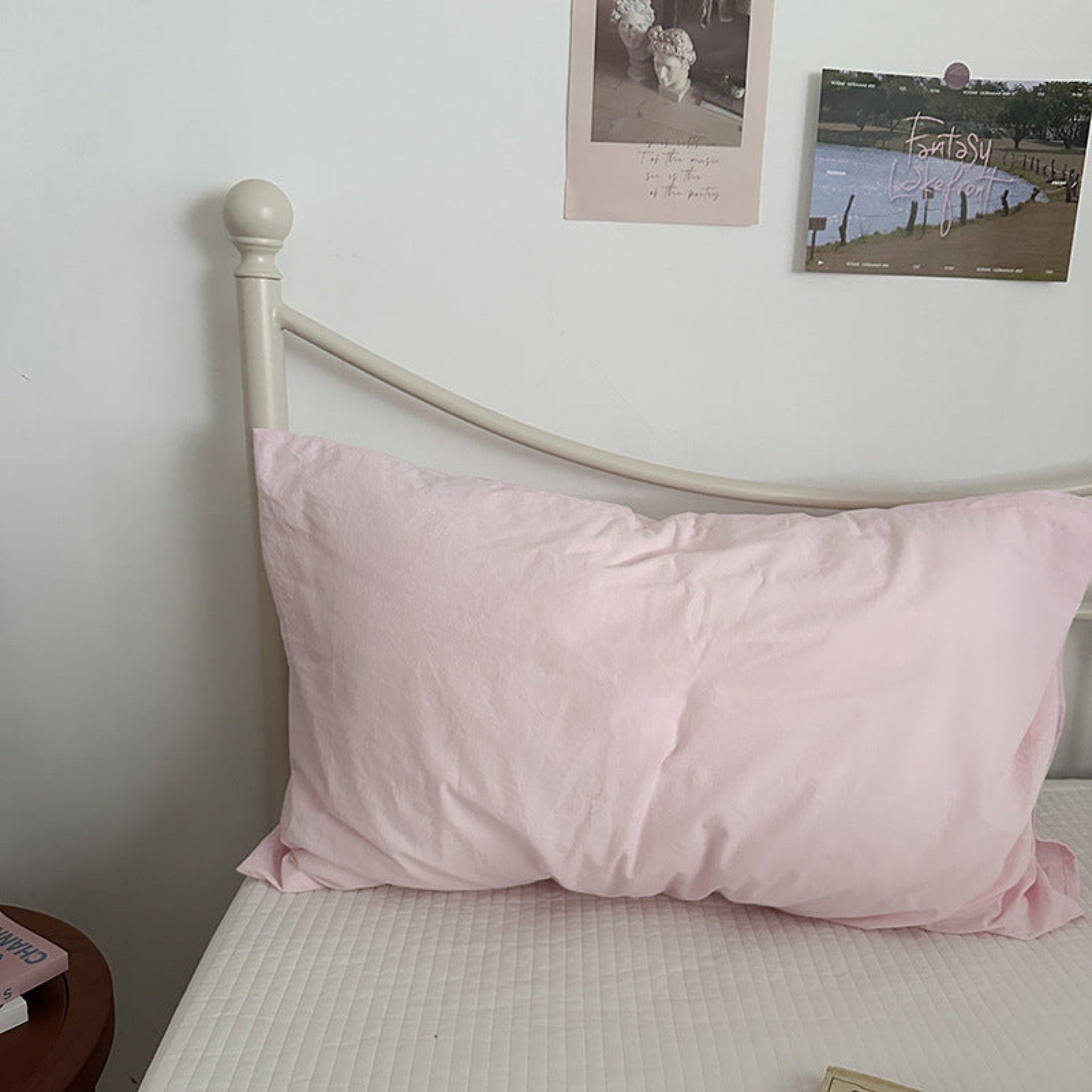 Muted Blush Cotton Pillowcase / Pink Striped - Ever Lasting