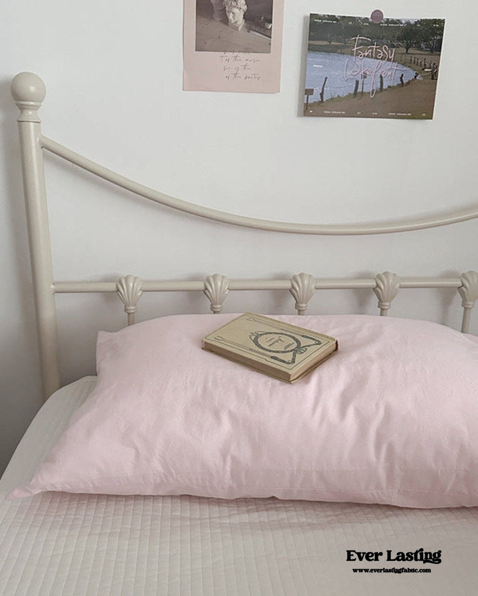 Muted Blush Cotton Pillowcase / Yellow - Ever Lasting