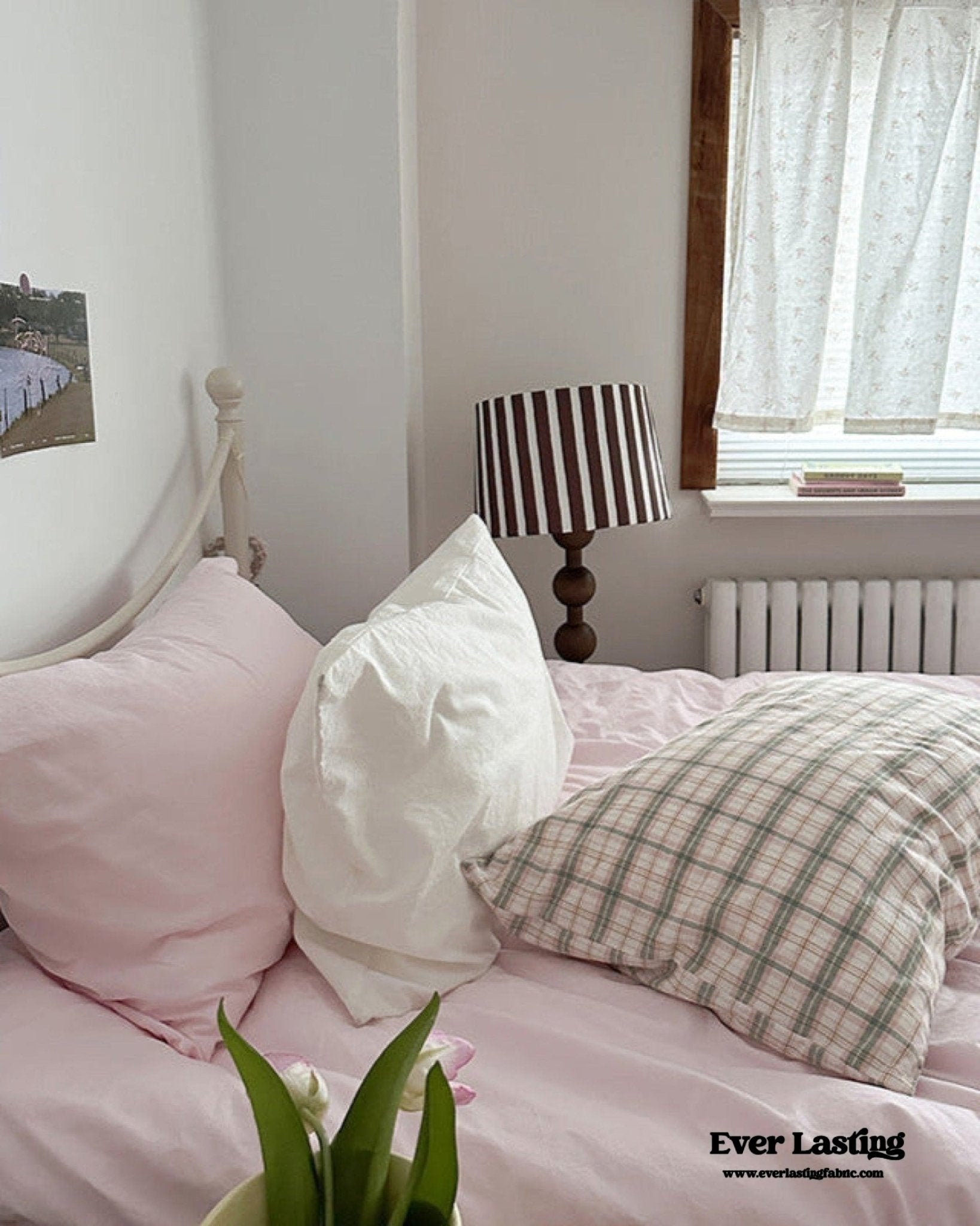 Muted Blush Cotton Pillowcase / Yellow - Ever Lasting