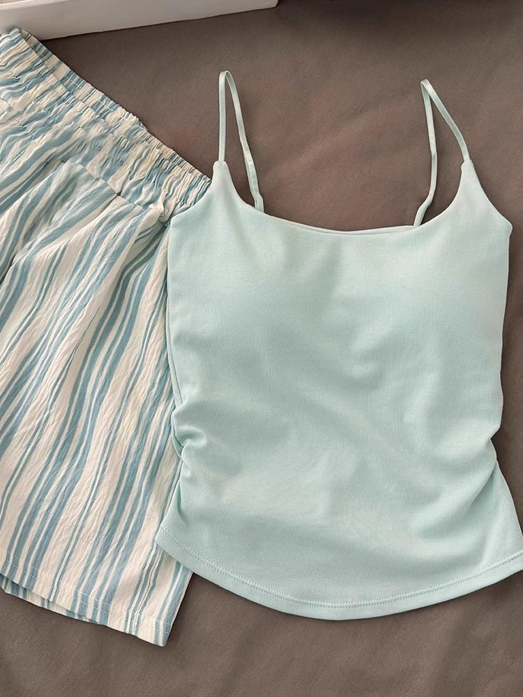 -Ever Lasting - Nerelle Sleeveless & Shorts Pajama Set / Green -Pajamas -Ever Lasting
