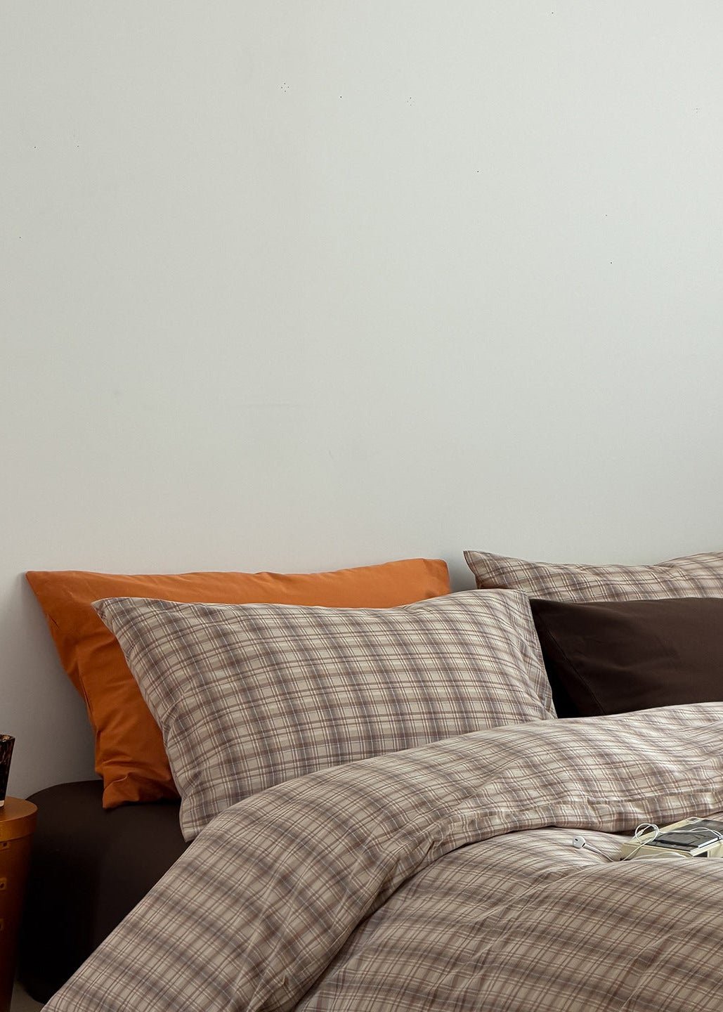  - Ever Lasting - Nerina Gingham Bedding Set / Orange - Bedding Set - Ever Lasting