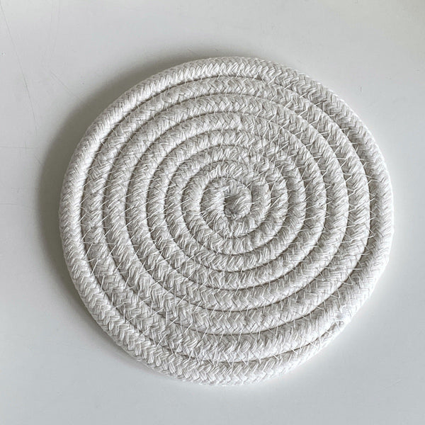 Neutral Handmade Cotton Coasters (3 Colors) White / One Coaster Homeware