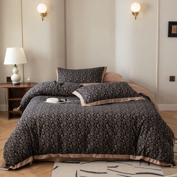 Night Bloom Floral Silky Bedding Set Medium / Fitted