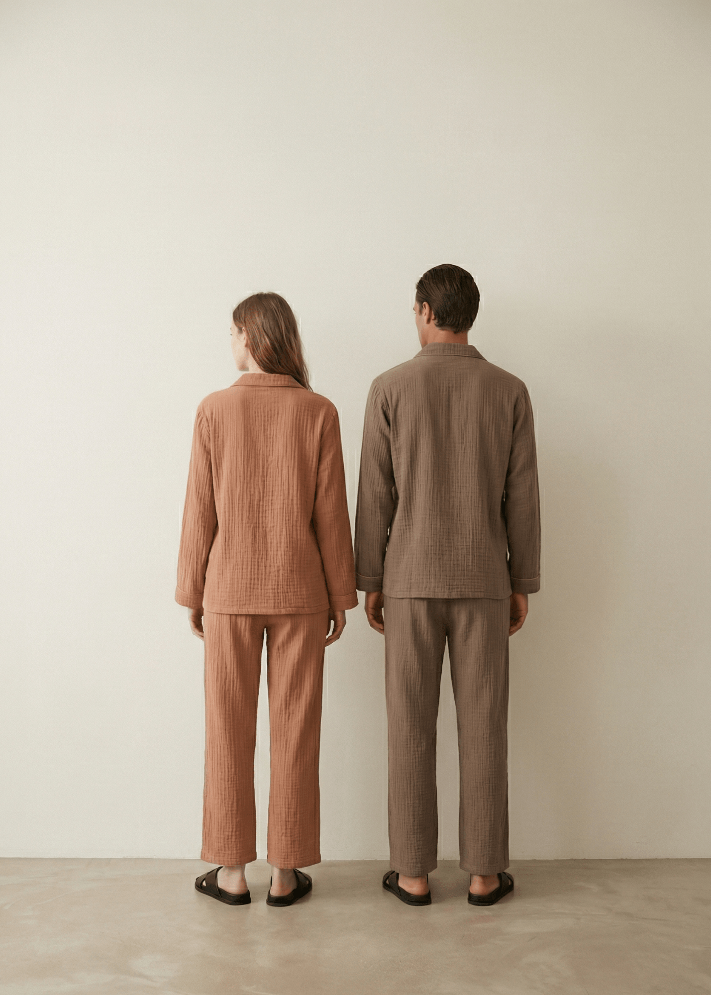  - Ever Lasting - Noa Cotton Japanese Style Lapel Pajama Set / Brown - Pajama Set - Ever Lasting